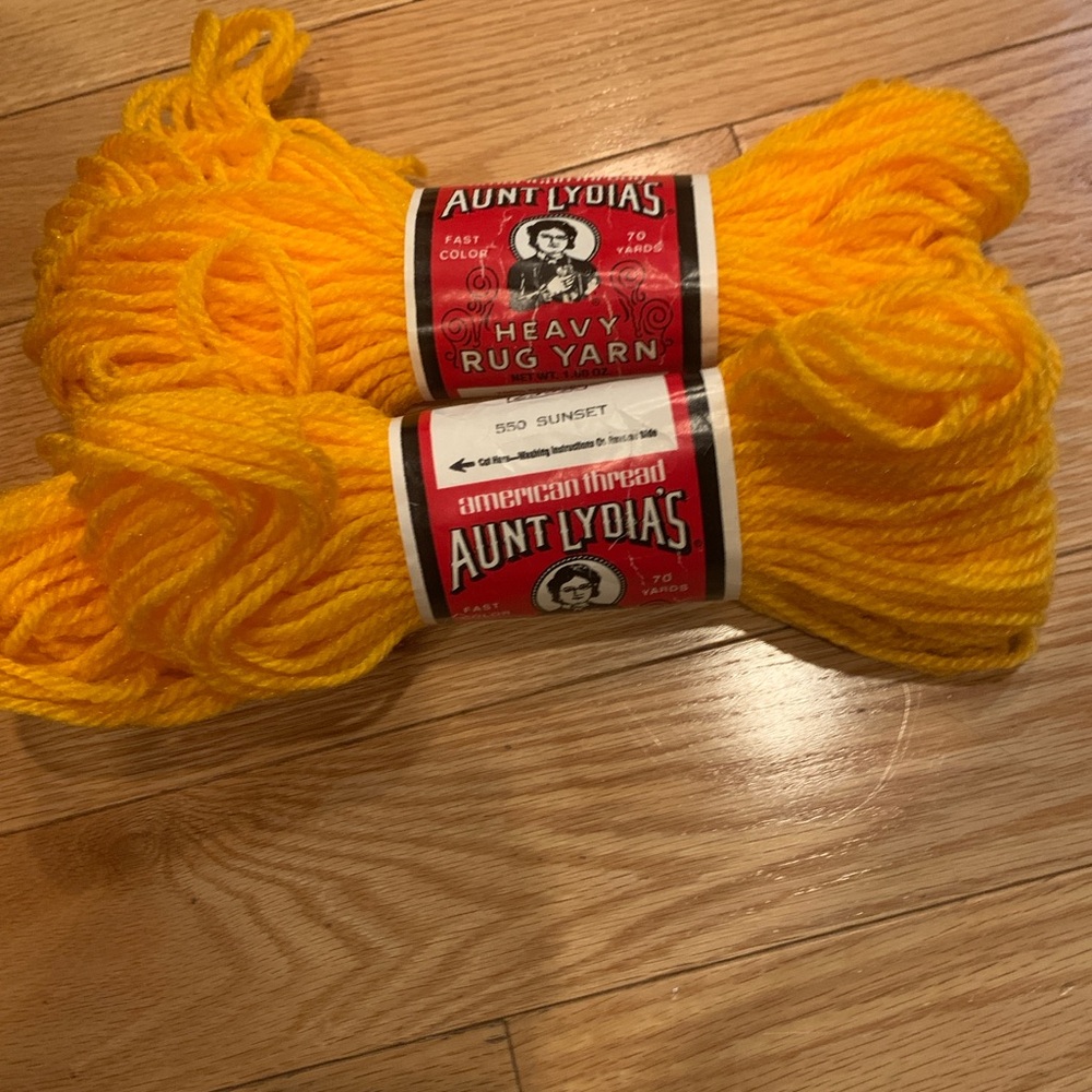 2 Skeins of Aunt Lydia's Heavy Rug Yarn in Sunset Yellow